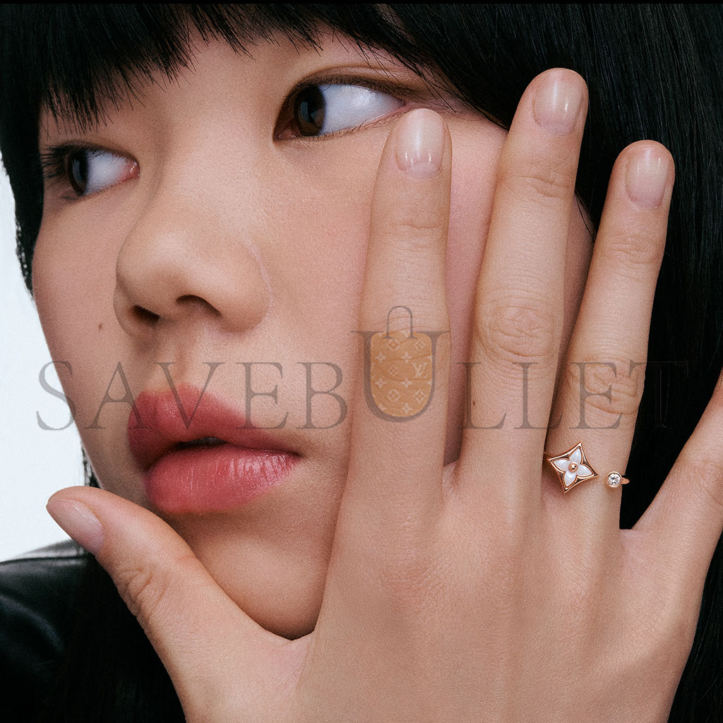 l**is v*t*n color blossom mini star rose gold, white mother-of-pearl and Di*m*nd ring q9s80a